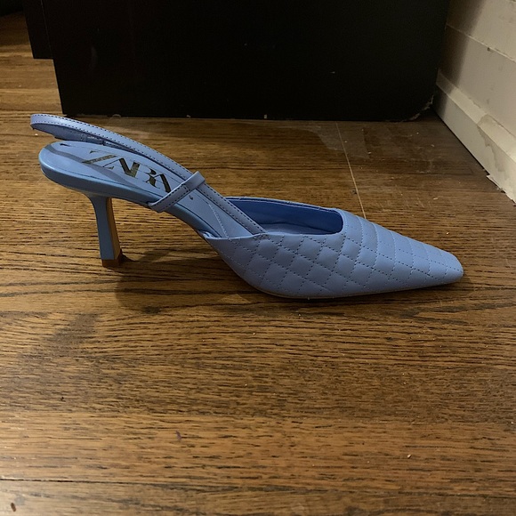 NWT Zara Quilted Leather Slingback Heels - Size 9 - Picture 1 of 5